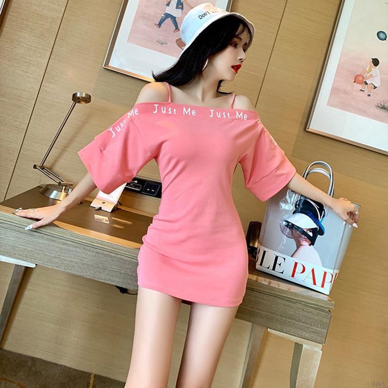 Váy nữ hở vai tay ngắn phong cách Hàn Quốc