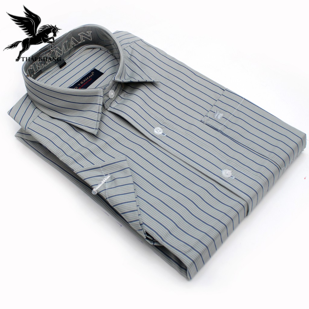 áo sơ mi nam ngắn tay sọc caro CAO CẤP form regular loại sơ mi công sở vải cotton đẹp #8