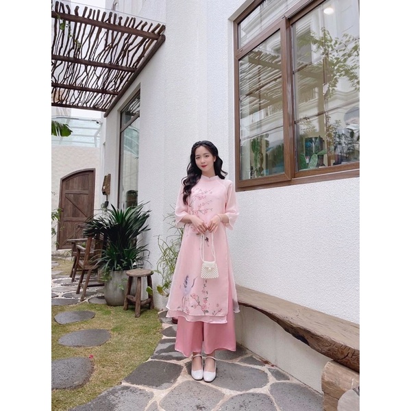 ÁO DÀI CÁCH TÂN HOA ĐÀO TẾT