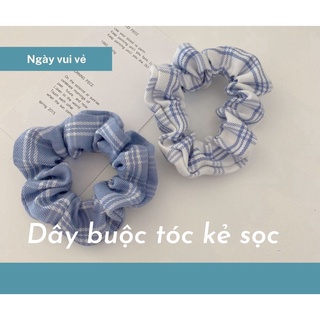 Dây buộc tóc màu xanh cột tóc nhiều hình
