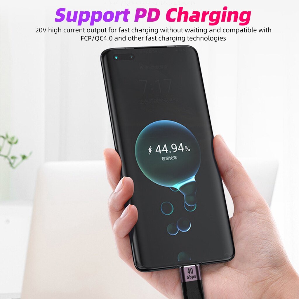Dây Cáp Sạc Nhanh 13cm USB 3.1 Gen 2 PD 100W Type C 10Gbps truyền hình ảnh 4K thunderbolt 3