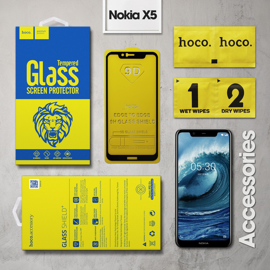 [Mã ELFLASH5 giảm 20K đơn 50K] Cường lực Nokia X5 hiệu Hoco.tw Full viền màu