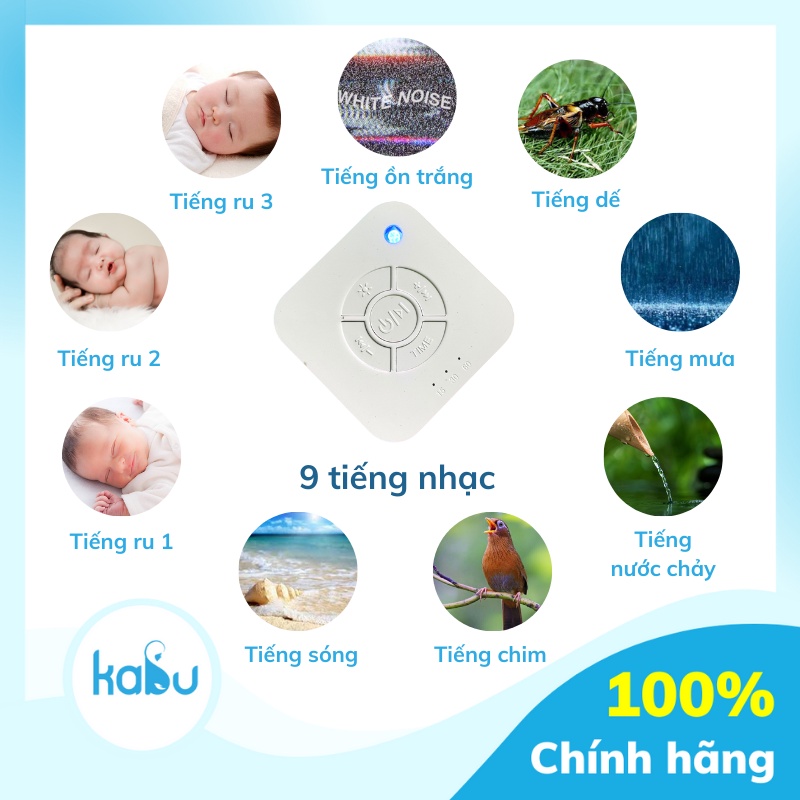 KABU - Máy Tạo Tiếng Ồn Trắng WhiteNoise Giúp Bé Ngủ Ngon Sâu Giấc, Xóa Tạp Âm