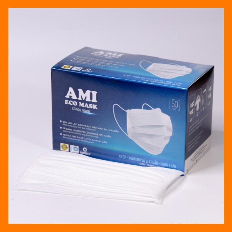 Khẩu Trang Kháng Khuẩn AMI 4 Lớp Dày Dặn, Hàng Chính Hãng, Hộp 50 chiếc, Hàng Sẵn, Date Mới