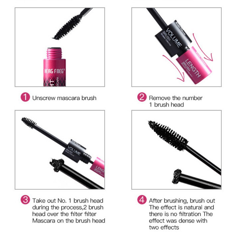 [Hàng mới về] Mascara chải cong dài và dày lông mi sợi 3D chống thấm nước 2 trong 1 tiện lợi | BigBuy360 - bigbuy360.vn