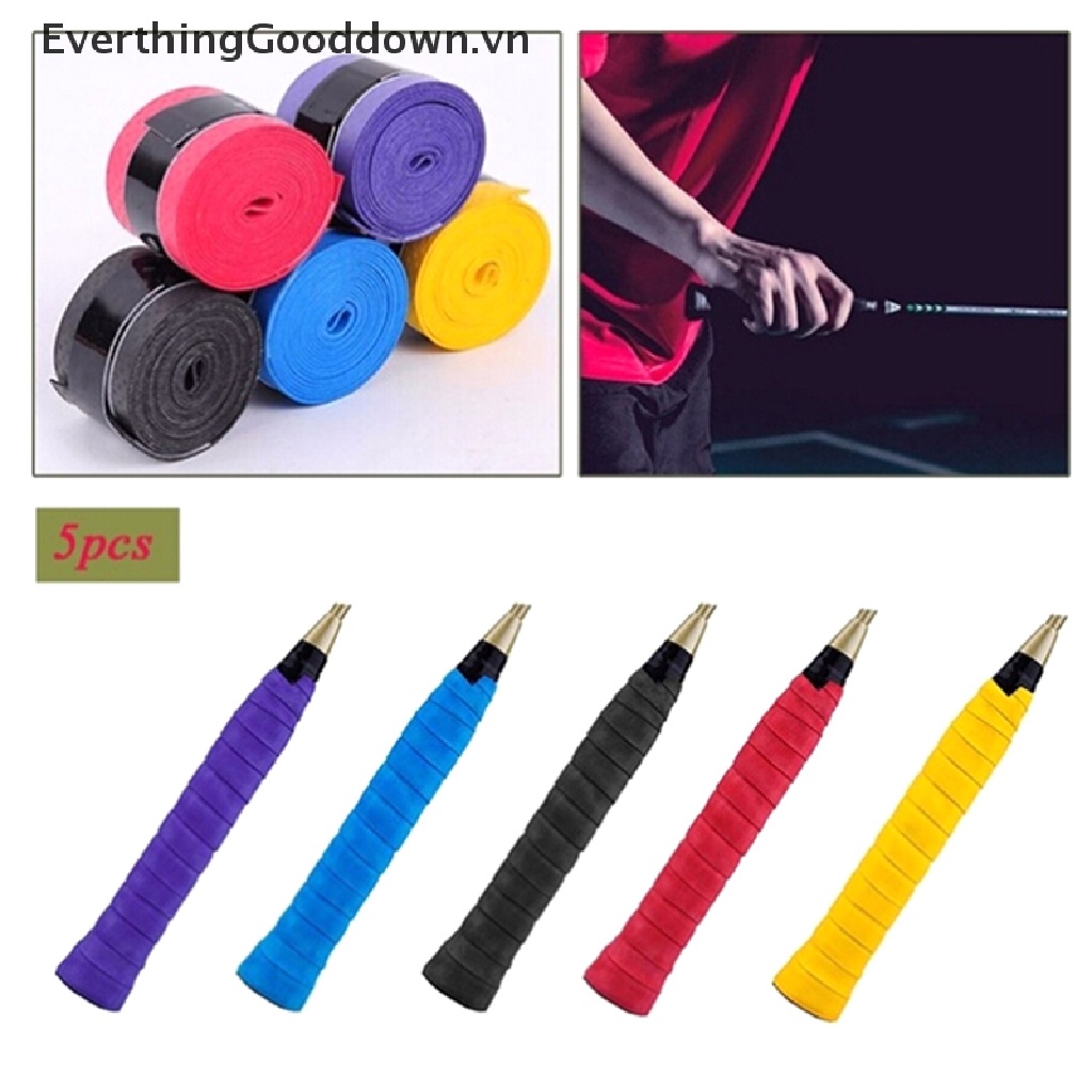 Everthinggooddown Set 5 Cuộn Băng Quấn Cán Vợt Cầu Lông / Tennis Chống Trượt