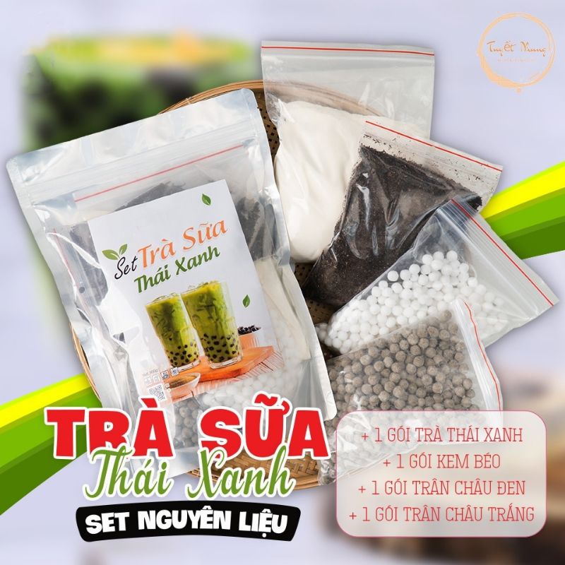 Set nguyên liệu pha trà sữa truyền thống, phúc Long,  thái Xanh, đỏ.trân châu đường đen
