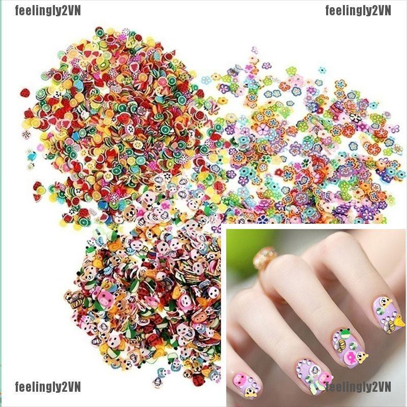 1000 Miếng dán trang trí hình trái cây 3D bằng đất sét xinh xắn