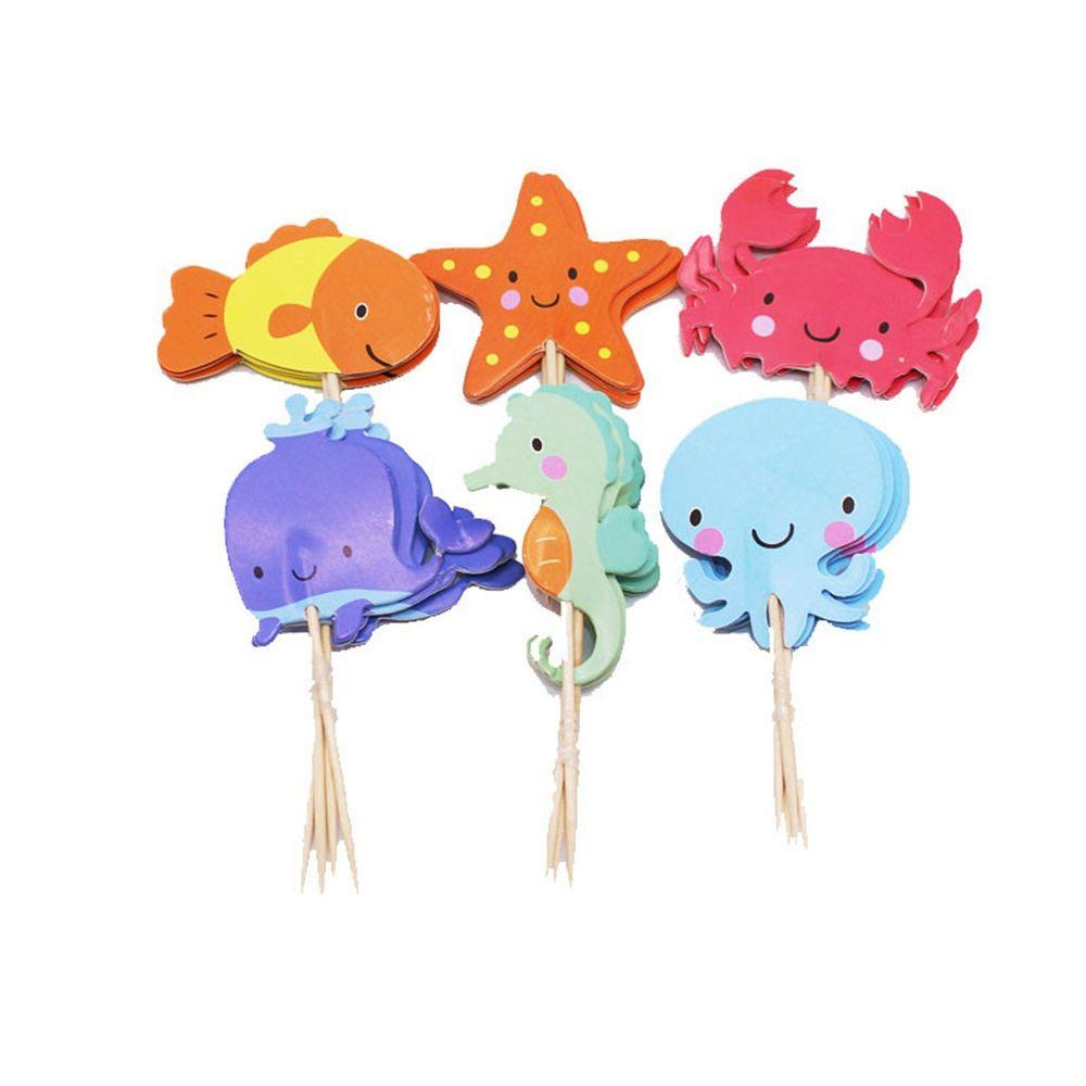 AUGUSTINA Set 24 Que Cắm Trang Trí Bánh Cupcake Hình Nhân Vật Hoạt Hình Ngộ Nghĩnh
