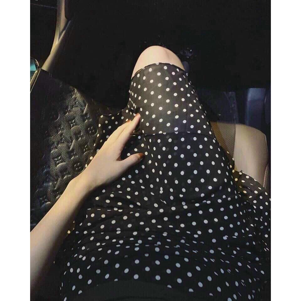 Chân váy chấm bi nhún tầng cạp chun tôn dáng chất voan nhẹ có quần bảo vệ - chân váy dáng A tiểu thư tôn dáng | BigBuy360 - bigbuy360.vn