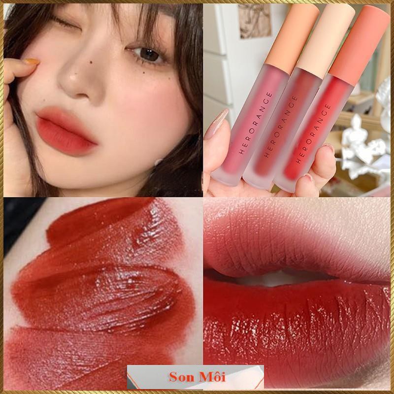 Set 3 cây son kem lì Herorange Fluffy Lip Glaze trang điểm môi HT2