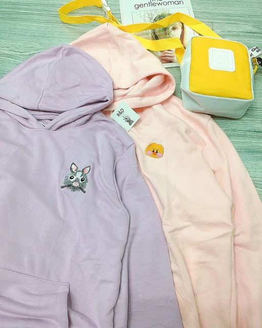 Hoodie thêu cute- Hoodie thêu thú- Ảnh thật shop chụp- áo hoodie xịn- Áo hoodie trơn- Áo khoác hoodie trơn | BigBuy360 - bigbuy360.vn