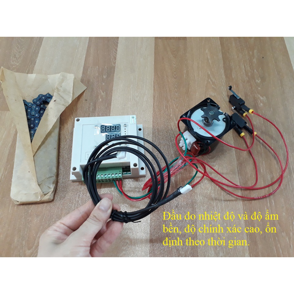 Bộ điều khiển máy ấp trứng Lộc Phát + Motor 14w + Nhông xích + 2 công tắc hành trình, làm máy 1000 trứng ĐK880-COMBO5M