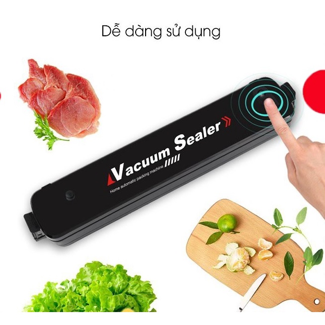 Máy hút chân không bảo quản thực phẩm ,kiêm hàn miệng túi Vacuum Sealer + Tặng kèm 10 túi hút