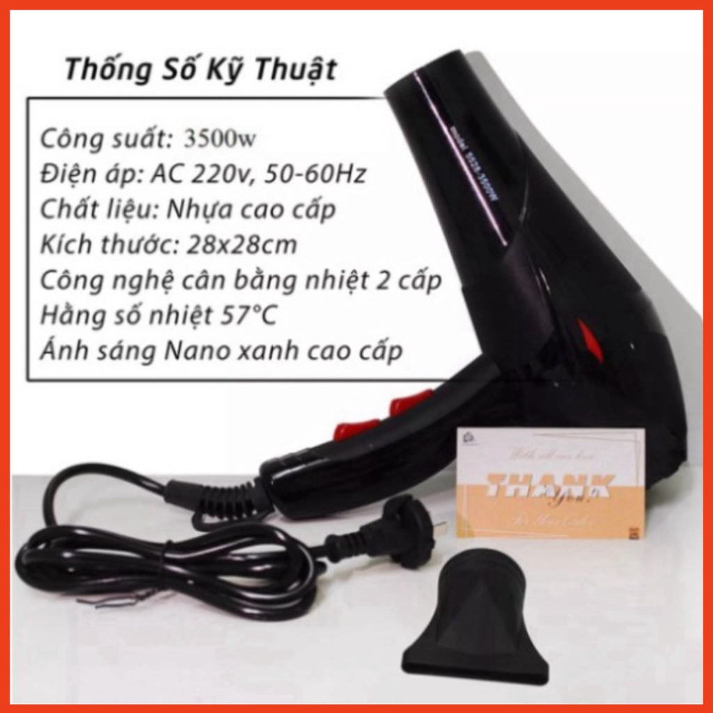 Máy sấy tóc công suất lớn tạo kiểu Pa.na.so.ni chính hãng , máy khò tóc 2 chiều nóng lạnh 3500w bảo hành 12 tháng
