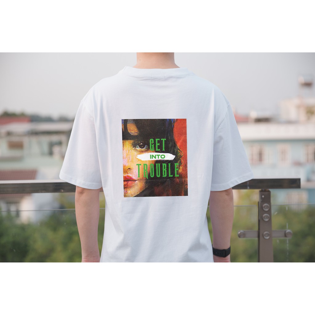 Áo thun nam nữ tay lỡ UNISEX Nam Nữ cotton 100% form rộng - GET INTO TROUBLE [DODY Saigon / Áo Thun] | BigBuy360 - bigbuy360.vn