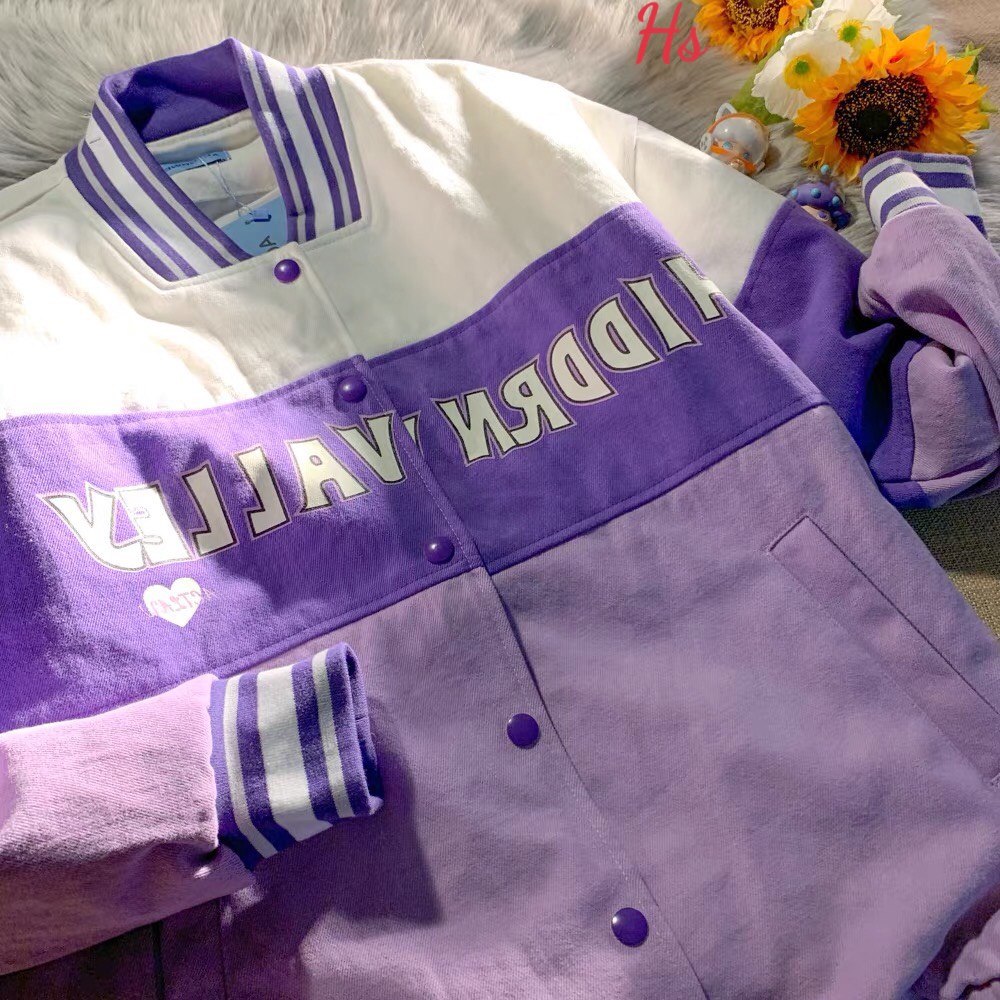 [Có Ảnh Thật] Áo Bomber Unisex Nỉ Phối Chữ Valley Form Rộng Phong Cách Hàn Quốc Anne Boutique Mã 531