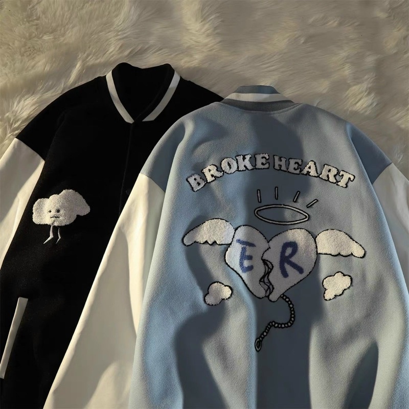 ÁO BOMBER DẠ PHỐI TAY DA THÊU ER FORM UNISEX NAM NỮ (kèm ảnh thật)