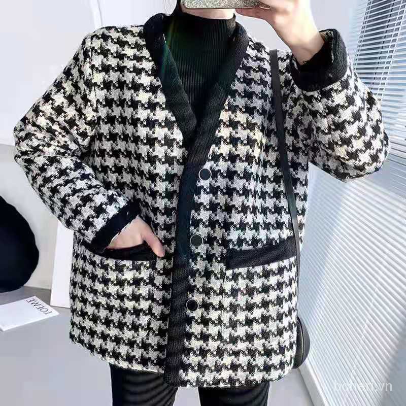 áo khoác dạ nữ, dáng ngắn cài khuy cổ điển sang trọng thanh lịch thu đông 2021 | BigBuy360 - bigbuy360.vn