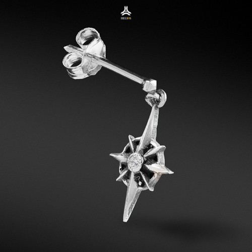 Khuyên tai bạc nam, nữ HeliSilver Compass S925