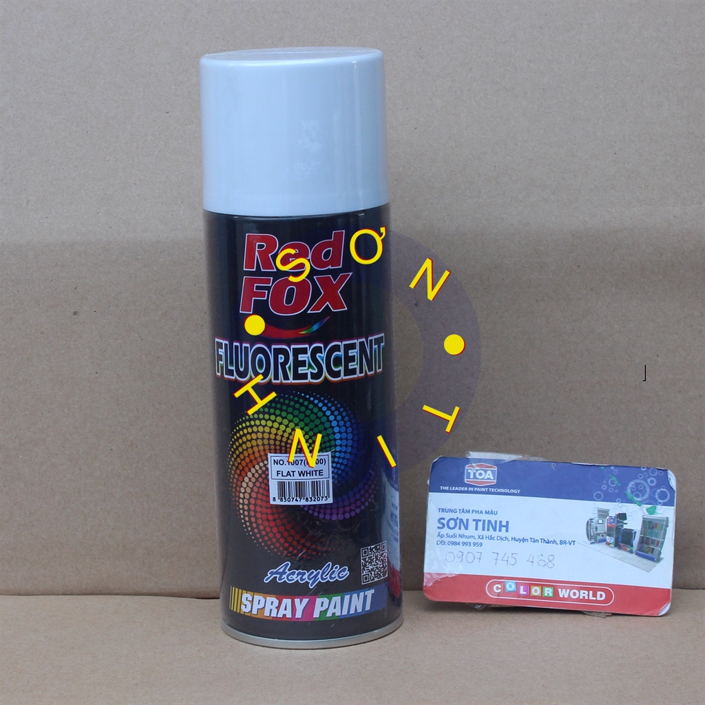 Sơn xịt RED FOX Thái Lan màu Trắng mờ FLAT WHITE F100 (No. 100) - 1 chai