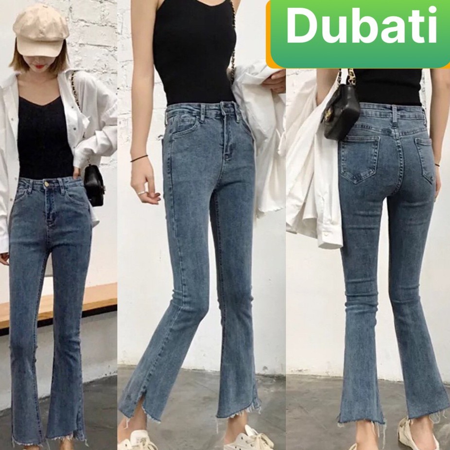 QUẦN JEAN NỮ XANH ỐNG LOE BASS LƯNG CAO NÂNG MÔNG SANG CHẢNH - DB 532- DUBATI FASHION
