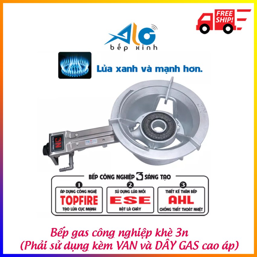 Bếp Ga Công Nghiệp- Bếp Khè Gado 3N- Kèm Van Dây -Chính Hãng- Bảo Hành 24 Tháng