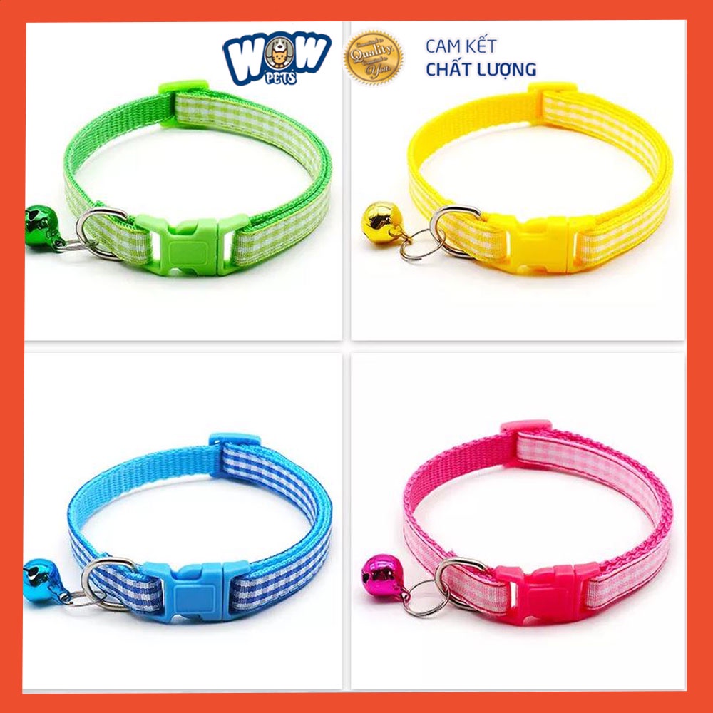 Vòng cổ sọc caro thú cưng nhiều màu Wowpets, Phụ kiện đeo cổ lục lạc chó mèo