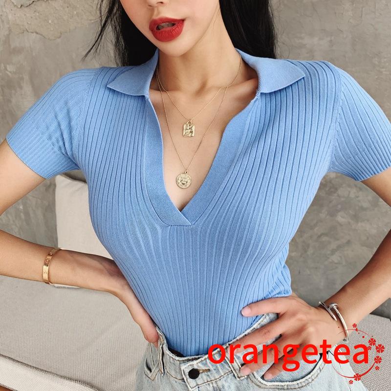 Áo Thun Tay Ngắn Cổ Chữ V Thời Trang Cho Nữ