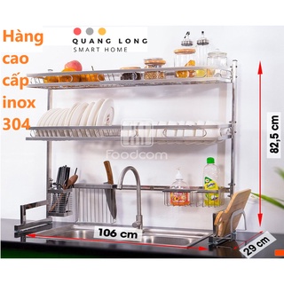 Kệ chén bát đa năng inox 304 thông minh cao cấp kệ úp chén bát inox 1 tầng/2 tầng cao cấp trên bồn rửa chén bát_FOODCOM