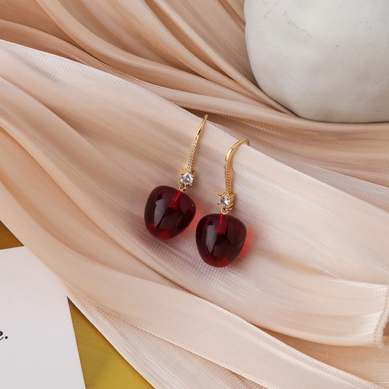 Bông Tai Kim Cương Hình Trái Cherry Xinh Xắn