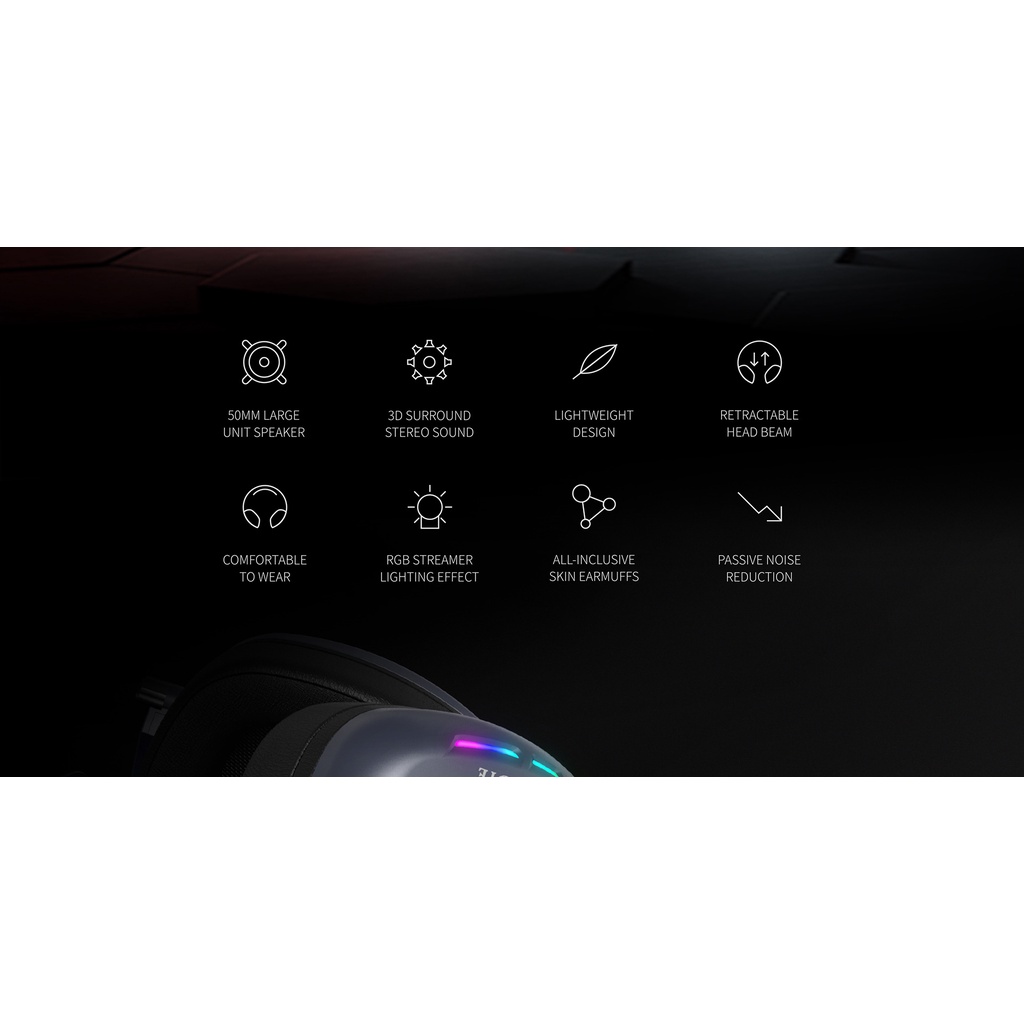 Tai Nghe Gaming Headphone HAVIT H2019U, Driver 53mm, Đèn RGB, Giả Lập 7.1 - Hàng Chính Hãng