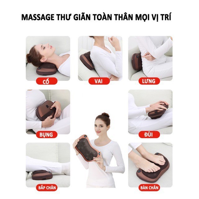 💥[CHÍNH HÃNG - CÓ VIDEO]💥Gối massage hồng ngoại 16 quả cầu 16 bi đảo. Có chế độ mạnh và nhẹ