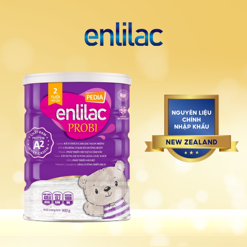 Sữa Bột Cho Bé Thấp Còi, Chậm Lớn ENLILAC Probi Protein A2 Pedia Giúp Ăn Ngon Tiêu Hoá Tốt 900g/Lon