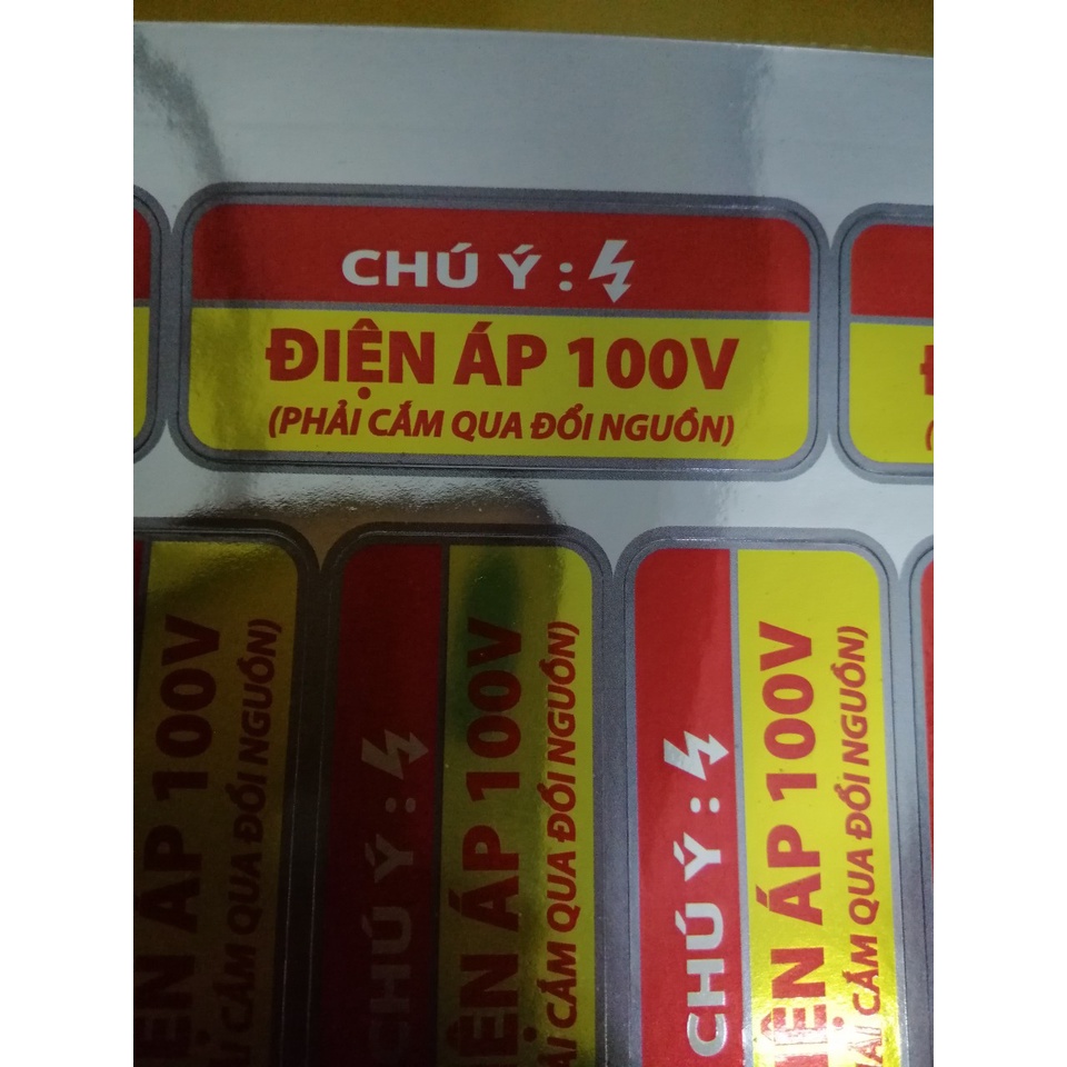 Combo 10 chiếc Tem cảnh báo điện 100V (dùng cho đồ điện nội địa Nhật 100V)