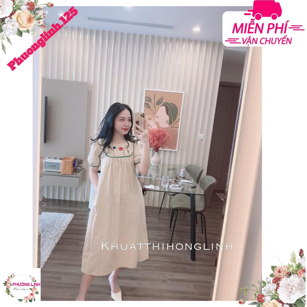 VÁY XÒE THÊU HOA VIỀN XANH CHO NỮ | BigBuy360 - bigbuy360.vn