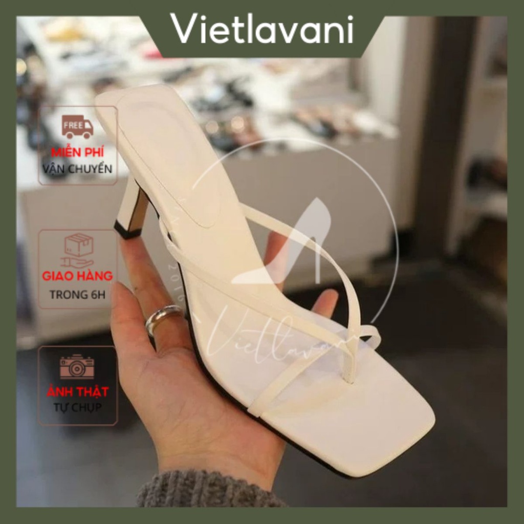 Guốc xỏ ngón trẻ trung mã BBG21 cao 7P có 2 màu Trắng và Đen