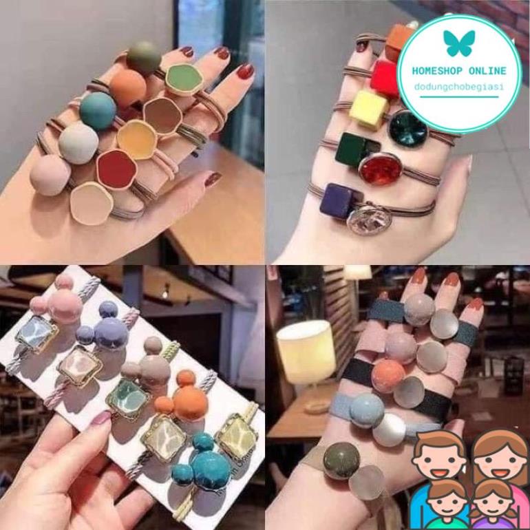 Sét 20 Dây Buộc Tóc Siêu Xinh Túi Trong Suốt Bấm Khoá Hót Hít