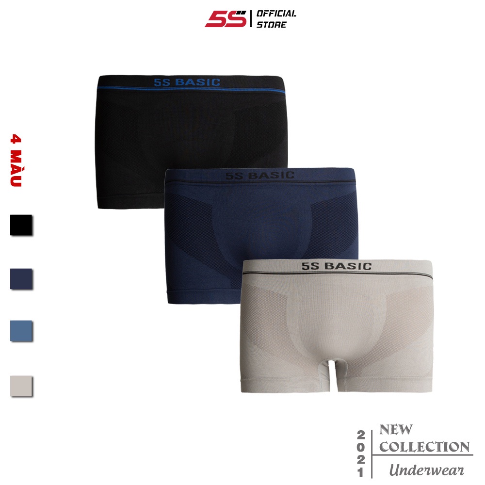 Combo 2 Quần Lót Nam Boxer 5S, Cạp Dệt Không Đường May, Thấm Hút, Co Giãn, Kháng Khuẩn Cực Tốt (SIP21010BOX-01)