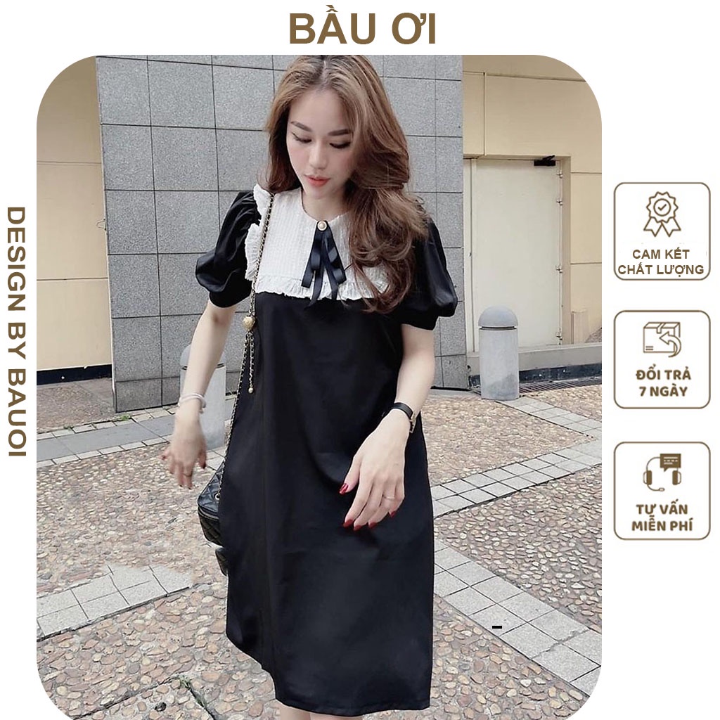 [BAUOII V70] VÁY BẦU CÔNG SỞ DÁNG SUÔNG PHỐI REN TAY BỒNG - ĐẦM BẦU BABYDOLL THỜI TRANG HÀN QUỐC KIỂU DÁNG THANH LỊCH