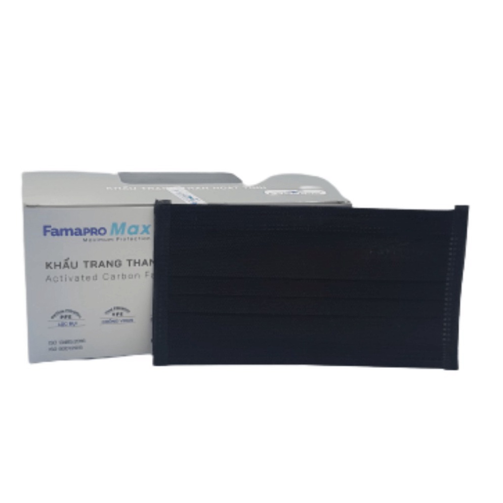 Hàng mới về - Khẩu trang y tế cao cấp than hoạt tính kháng khuẩn 4 lớp Famapro max màu đen (40 cái /hộp)