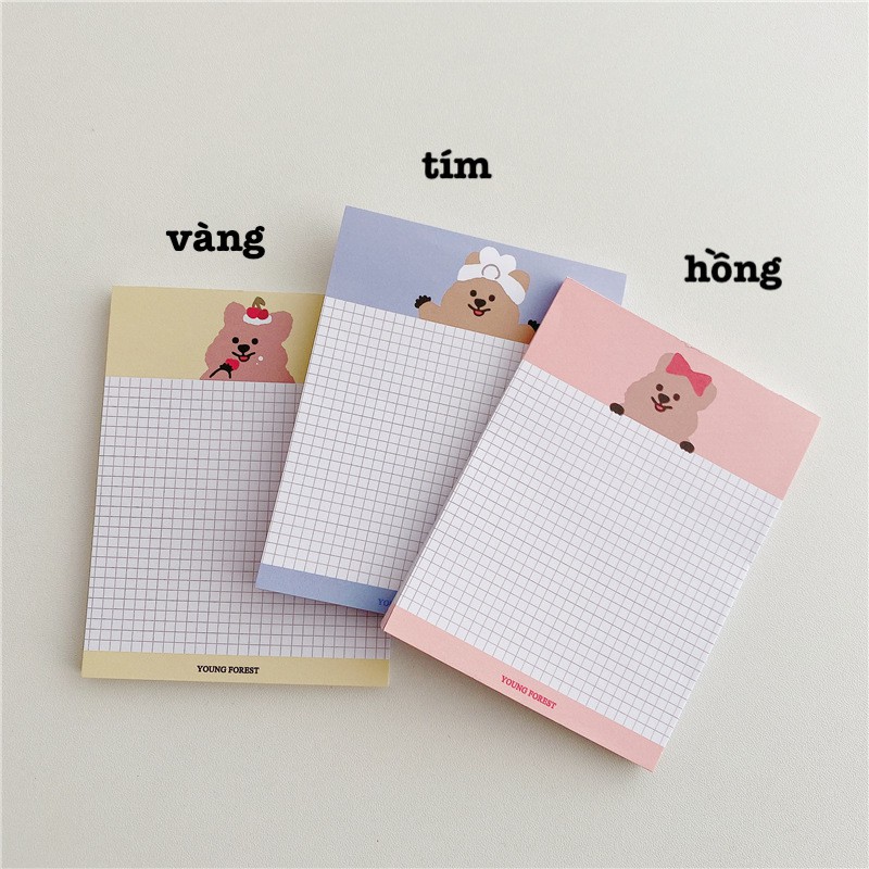 Giấy ghi chú, giấy note ghi nhớ màu pastel hình Quokka cực dễ thương