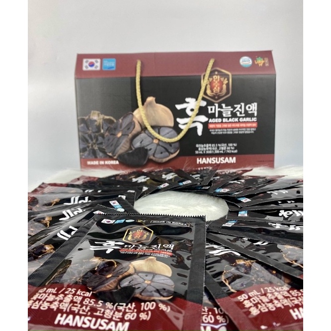 NƯỚC UỐNG TỎI ĐEN HÀN QUỐC- AGED BLACK GARLIC Hộp 30 gói x 50 ml [CHÍNH HÃNG] tại Nguyễn Gia group