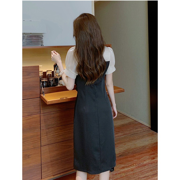 CÓ SẴN - Váy suông tay bồng đen, dáng dài, ngắn- Váy Xẻ Tà Quảng Châu -Tikbook Store