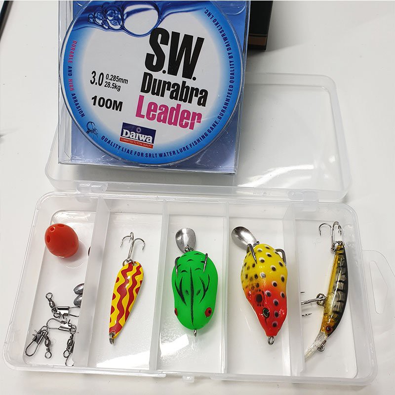 Bộ cần câu cá lure máy đứng Naoki EGI Máy kim loại Deukio AC4000 kèm hộp mồi câu lure B-lu-D02