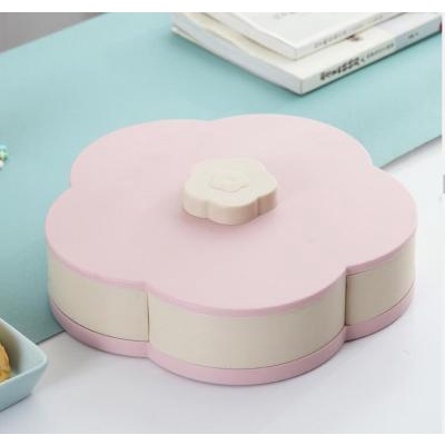 Khay Mứt Nở Hoa 5 Cánh Đựng Bánh Kẹo Tết Có Giá Đỡ Điện Thoại, Khay Mứt Xoay 5 Cánh Đa Năng + TẶNG 10 LÌ XÌ