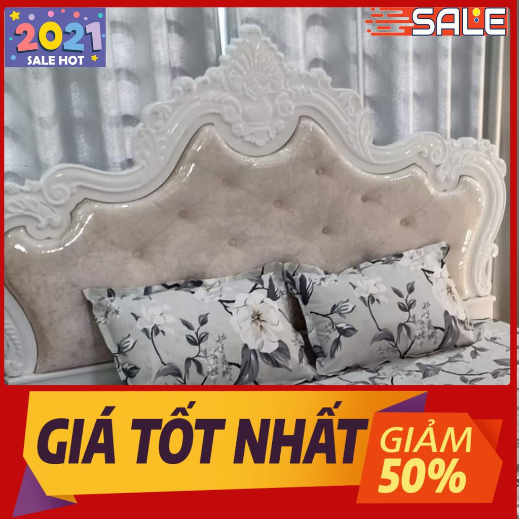 Combo 2 vỏ gối nằm kt 50x70cm cotton poly mẫu hoa ghi