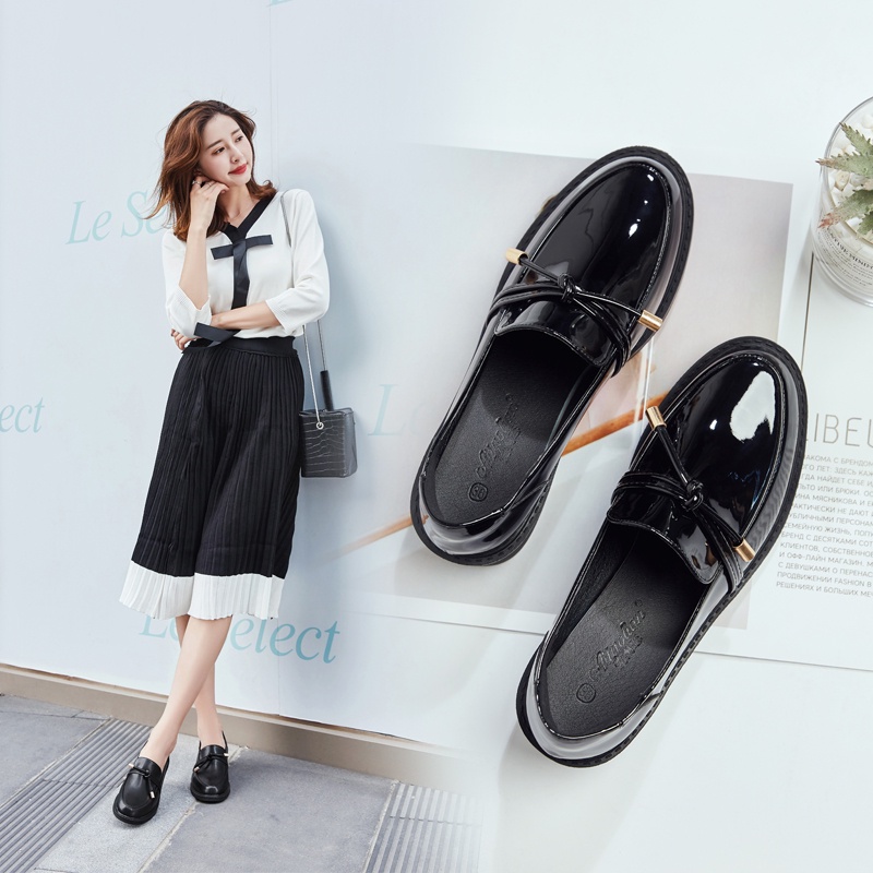 Giày Da Đế Cao 5cm Cá Tính Thời Trang Cho Nữ