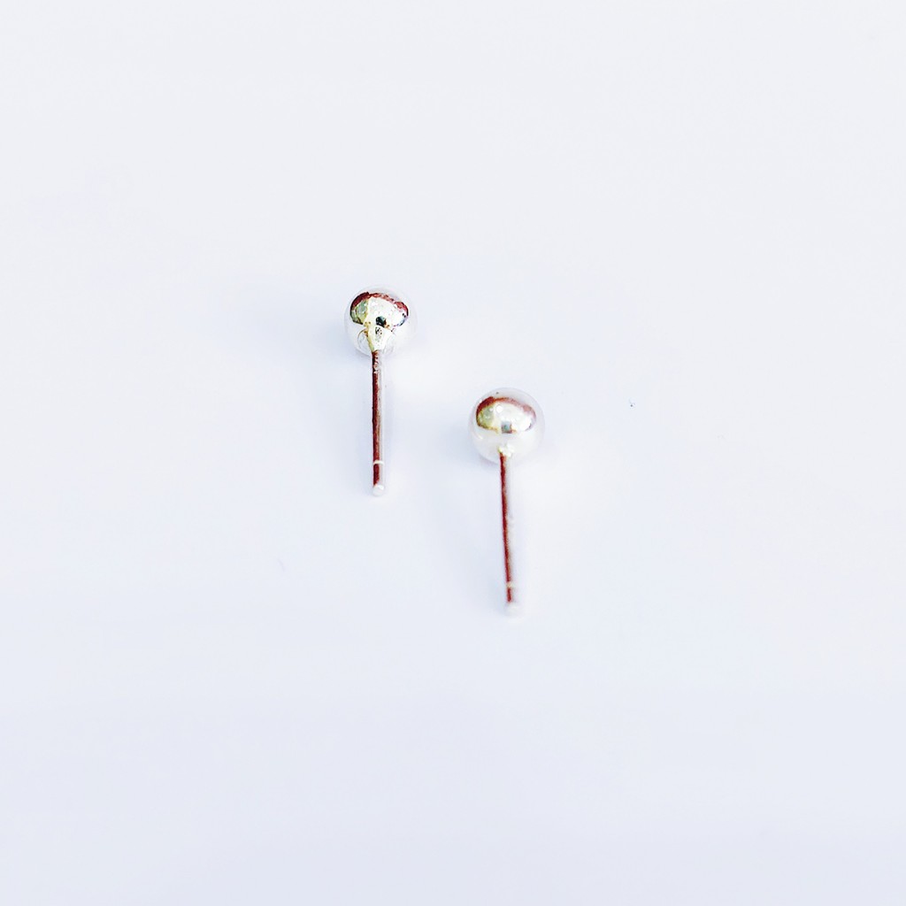 (1 chiếc) Bông tai bạc bông tai bi 4li bạc ta 925 Van jewelry V10430