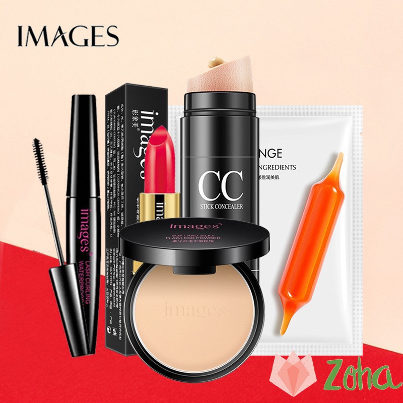 Set trang điểm IMAGES Kem CC + Phấn phủ + Son thỏi + Mascara + Mặt nạ cam đỏ IO-O1 | BigBuy360 - bigbuy360.vn